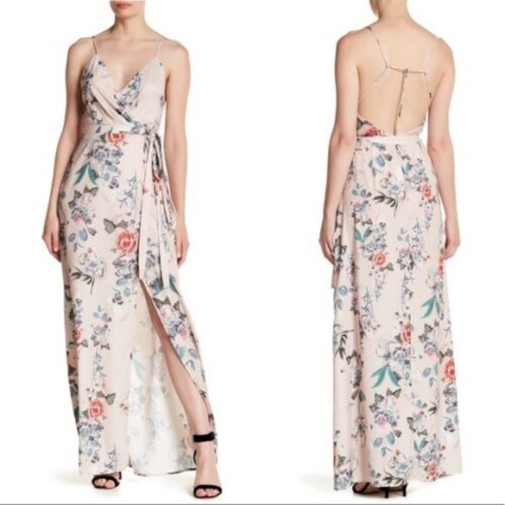 Majorelle | Pink Floral Cubano Maxi Wrap Dress